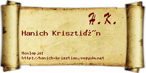 Hanich Krisztián névjegykártya